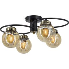 Lampa sufitowa Mdeco Elem Salsa 2216/4 BL 21QG plafon lampa sufitowa 4x60W E27 czarny/bursztynowy/mosiądz 13935333 5907737334673