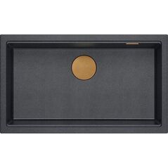 Zlewozmywak GraniteQ LOGAN 110 GraniteQ zlewozmywak black diamond 76x44x23,5 cm 1-komorowy wpuszczany z syfonem manualnym miedziany 13949827 5905505500206