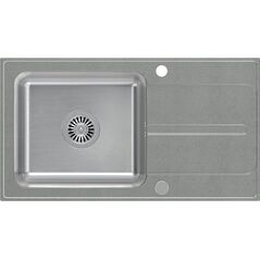 Zlewozmywak Steiner RALPH 111 Fusion GraniteQ silver stone z komorą stalową (780x430x190) z syfonem manualnym i zaślepką 13953844 5904310995931