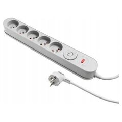Listwa zasilająca Plastrol Plastrol Filtr W-00018 listwa zasilająca z układem przeciwprzepięciowym pięć gniazd, włącznik szara 13955281 5902273423874