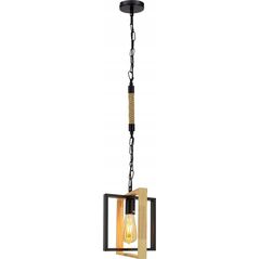 Lampa wisząca Mdeco Elem Marco 6300/1 BL JD lampa wisząca zwis 1x60W E27 czarna/drewno 13963034 5907737335618