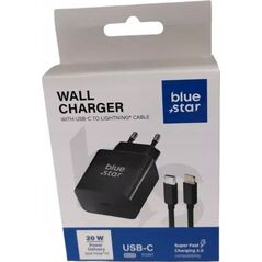 Ładowarka Blue Star BLUE STAR ładowarka sieciowa 3A 20W Typ C + kabel Typ C do Lightning PD QC4.0 TFB-TC-20WPD czarna 13966813 5903396267116