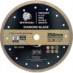 INDIAN PROFESSIONAL TARCZA DIAMENTOWA 250mm SLIM CUT  INDIAN PROFESSIONAL 14060040 5904844524379
