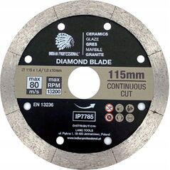 INDIAN PROFESSIONAL TARCZA DIAMENTOWA 115mm x 1,6mm x 22,2mm CONTINUOUS CUT  /INDIAN PROFESSIONAL 14060139 5904844524836