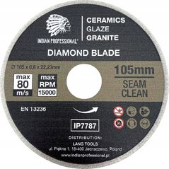 INDIAN PROFESSIONAL TARCZA DIAMENTOWA 105mm x 0,8mm x 22,2mm SEAM CLEAN DO FUG  /INDIAN PROFESSIONAL 14060140 5904844524850