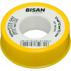 Bisan Taśma Bisan B870701 P.T.F.E do instalacji gazowych 0,10mm/12mm/12mb żółta 14082450 5903978707016