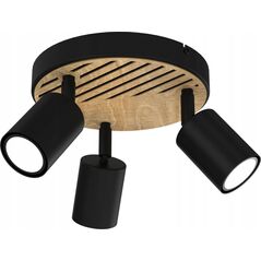 Lampa sufitowa Luminex Luminex Terra 9961 plafon lampa sufitowa spot 3x8W GU10 czarny/drewniany 14105040 5907565999617