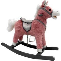 LeanToys Koń Na Biegunach 74 cm Dźwięki Różowy 14214819 5905679071083