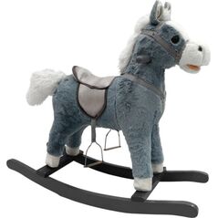 LeanToys Koń Na Biegunach 74 cm Dźwięki Szary 14217552 5905679071090