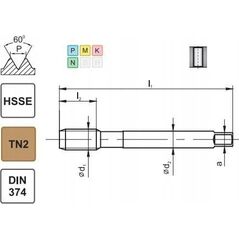 Fanar GWINTOWNIK M12x1,25 DIN-374B (6H) HSSE TIN 800X