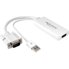Adapter AV Delock D-Sub (VGA) - HDMI + USB-A biały (62460) 733216 4043619624607