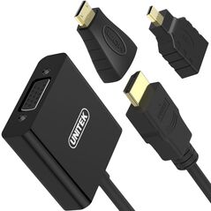 Adapter AV Unitek HDMI Micro - HDMI HDMI - D-Sub (VGA) + Jack 3.5mm HDMI Mini - HDMI czarny (Y-6355) 1112222 4894160021779