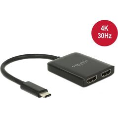 Delock Splitter Video USB-C -> 2x HDMI 4K Czarny (87719) 4022821 4043619877195