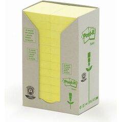 Post-it Bloczek ekologiczny TOWER, 38 x 51mm, żółty pastel, 24 sztuki po 100 kartek (3M0280) 4692697 4046719100705