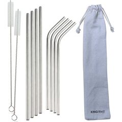 KingHoff SŁOMKI METALOWE DO NAPOJÓW KINGHOFF 8szt. + ETUI 6312882 5908287213579