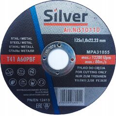 Silver TARCZA DO CIĘCIA METALU 125 x 1,0 x 22,2mm EX10110 6420860 5907589360011