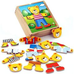 Viga Viga Drewniane Puzzle Układanka Edukacyjna Ubierz Misia Chłopca 7447061 6934510564018