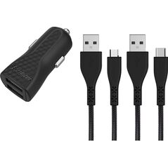Ładowarka Energizer Energizer Hardcase Ładowarka samochodowa 2USB 2,4A z kablem typ-C i microUSB czarna Lifetime 7924190 3492548226245