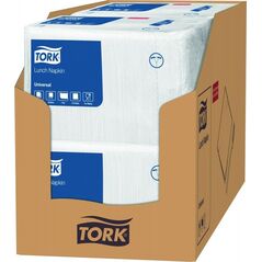 Tork Tork - Serwetki lunchowe, 1-warstwowe, białe - Universal 8859016 7322541051925