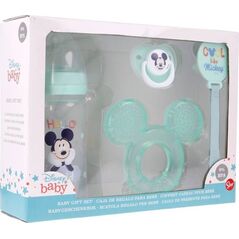Mickey Mouse Mickey Mouse - Zestaw dla niemowlaka (butelka za smoczkiem 240ml, smoczek anatomiczny, gryzak, uchwyt na gryzak) (Cool) 9502166 8412497130085