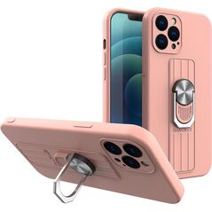 Hurtel Ring Case silikonowe etui z uchwytem na palec i podstawką do iPhone 12 Pro różowy 9511055 9145576214404
