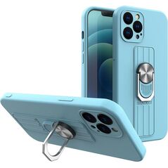 Hurtel Ring Case silikonowe etui z uchwytem na palec i podstawką do iPhone 13 Pro jasnoniebieski 9511098 9145576214831