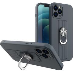 Hurtel Ring Case silikonowe etui z uchwytem na palec i podstawką do Samsung Galaxy S21+ 5G (S21 Plus 5G) ciemnoniebieski 9511161 9145576215463