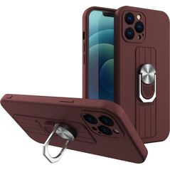 Hurtel Ring Case silikonowe etui z uchwytem na palec i podstawką do Xiaomi Redmi Note 10 5G / Poco M3 Pro brązowy 9511229 9145576216149