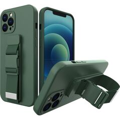 Hurtel Rope case żelowe etui ze smyczą łańcuszkiem torebka smycz iPhone 11 Pro ciemnozielony 9511431 9145576217528