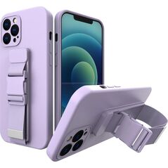 Hurtel Rope case żelowe etui ze smyczą łańcuszkiem torebka smycz iPhone 12 Pro fioletowy 9511467 9145576217887