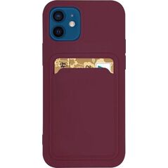 Hurtel Card Case silikonowe etui portfel z kieszonką na kartę dokumenty do Xiaomi Redmi 10X 4G / Xiaomi Redmi Note 9 bordowy 9599271 9145576229477
