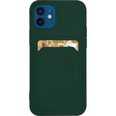Hurtel Card Case silikonowe etui portfel z kieszonką na kartę dokumenty do Samsung Galaxy A72 4G ciemnozielony 9599311 9145576229880