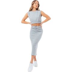 Justhype Justhype Sweat Midi Skirt Loungewear Set LABON007 szary 10 9612528 5057896728360