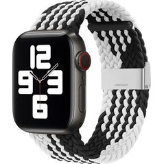 Hurtel Strap Fabric opaska do Watch 6 / 5 / 4 / 3 / 2 (44mm / 42mm) pleciony materiałowy pasek bransoletka do zegarka czarno-biały 9738517 9145576237892
