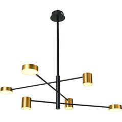 Lampa wisząca Italux Sufitowa LAMPA modernistyczna REMDAL PND-16374-6-BK-GD-4K Italux metalowa OPRAWA molekuły LED 36W 4000K sticks czarne złote 9932826 5900644319184