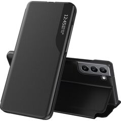 Hurtel Eco Leather View Case elegancki futerał etui z klapką i funkcją podstawki Samsung Galaxy S22+ (S22 Plus) czarny 10062487 9145576241165