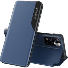 Clear View Eco Leather View Case elegancki futerał etui z klapką i funkcją podstawki Poco M4 Pro 5G niebieski 10063561 9145576241448