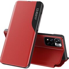 Clear View Eco Leather View Case elegancki futerał etui z klapką i funkcją podstawki Xiaomi Poco X4 NFC 5G czerwony 10063562 9145576241400