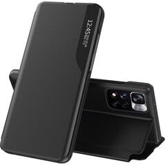 Clear View Eco Leather View Case elegancki futerał etui z klapką i funkcją podstawki Xiaomi Poco X4 NFC 5G czarny 10063565 9145576241424