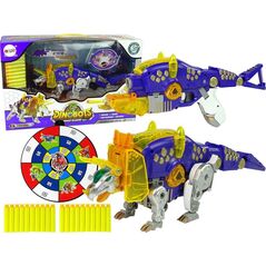 LeanToys Dinobots 2w1 Dinozaur Pistolet na Strzałki Fioletowy Triceratops Tarcza 10074078 5904204759014