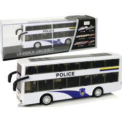 LeanToys Autobus Policyjny Dwupiętrowy Biały z Naciągiem Dźwięk 10074239 5904204758864