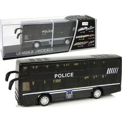 LeanToys Autobus Policyjny Dwupiętrowy Czarny z Naciągiem Dźwięk 10074246 5904204758871