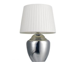 Lampa stołowa Platinet PLATINET TABLE LAMP LAMPA STOŁOWA SILVER BASE, WHITE SHADE, H35 [45690] 10165342 5907595456906