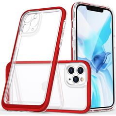 Hurtel Clear 3in1 etui do iPhone 11 Pro Max żelowy pokrowiec z ramką czerwony 10757612 9145576242322