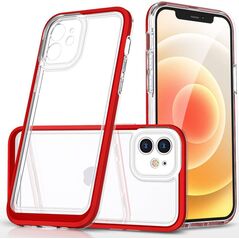 Hurtel Clear 3in1 etui do iPhone 12 żelowy pokrowiec z ramką czerwony 10757617 9145576242384