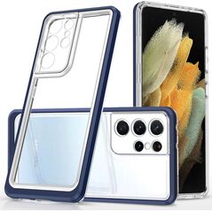 Hurtel Clear 3in1 etui do Samsung Galaxy S21 Ultra 5G żelowy pokrowiec z ramką niebieski 10757650 9145576242889