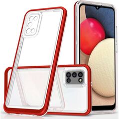 Hurtel Clear 3in1 etui do Samsung Galaxy A03s (166) żelowy pokrowiec z ramką czerwony 10757663 9145576243077
