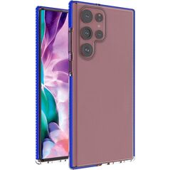 Hurtel Spring Case pokrowiec żelowe etui z kolorową ramką do Samsung Galaxy S22 Ultra ciemnoniebieski 10757688 9145576244166