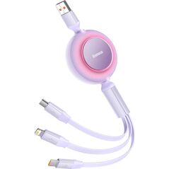 Kabel USB Baseus USB-A - USB-C + microUSB + Lightning 1.1 m Fioletowy (BSU3357PRP) 11112649 6932172609115