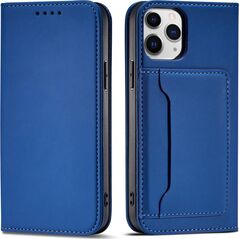 Hurtel Magnet Card Case etui do iPhone 12 pokrowiec portfel na karty kartę podstawka niebieski 11542286 9145576250754